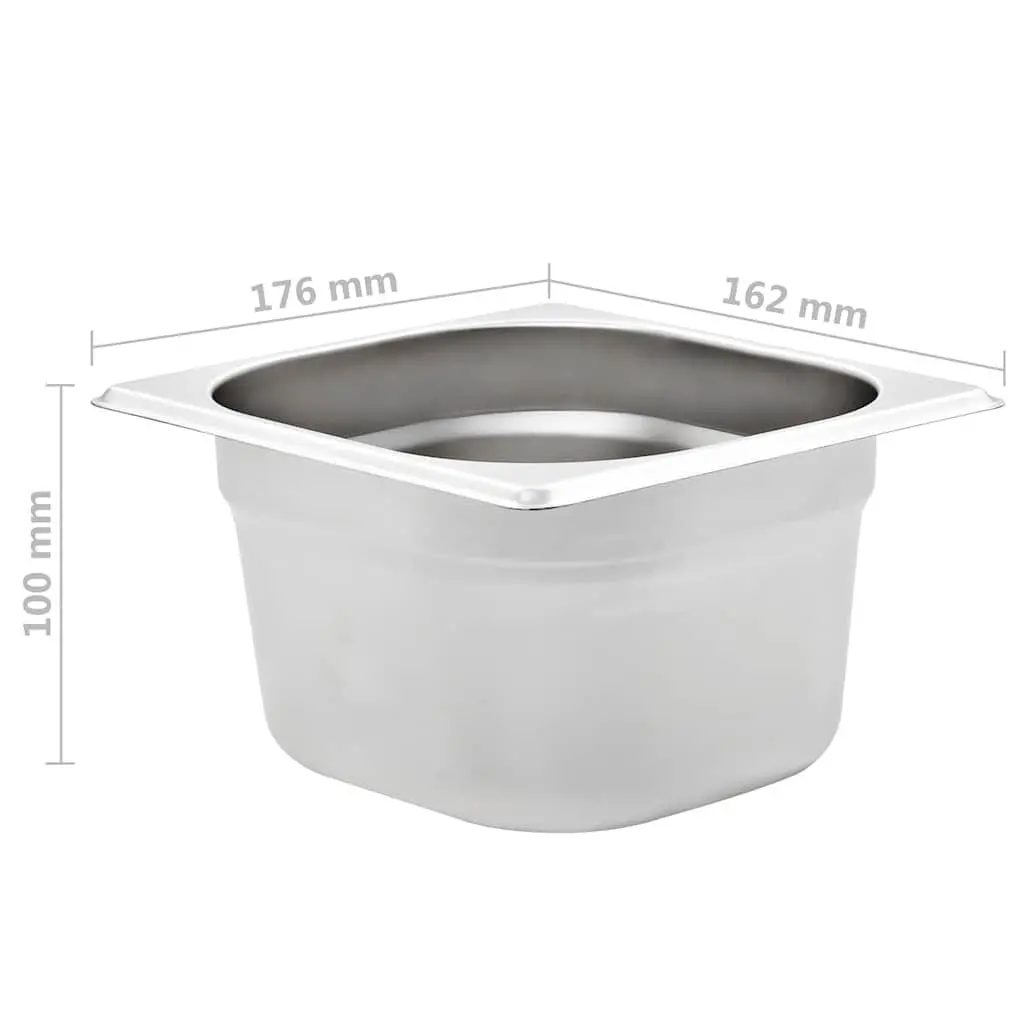 Gastronorm Containers for Kitchen 100 mm Set of 12 Stackable Steam Table Pans Silver