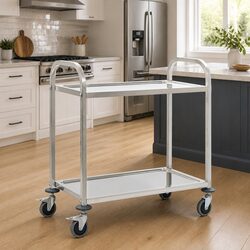 2-Tier Kitchen Trolley Specifications: Stainless Steel Cart