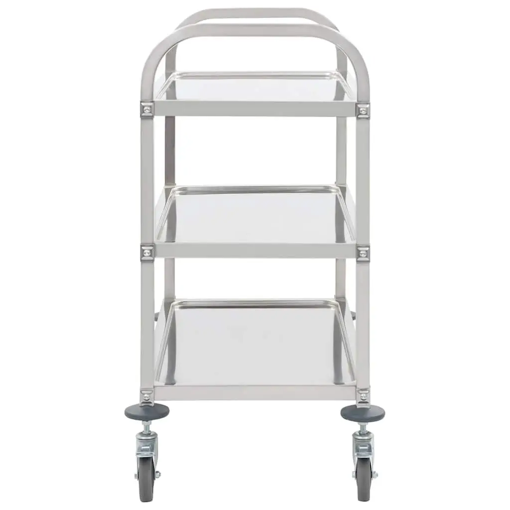 3-Tier Kitchen Trolley Stainless Steel Rolling Service Cart Dining Storage