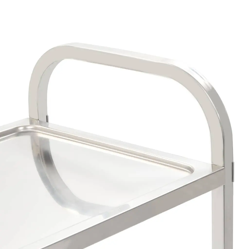 5-Tier Kitchen Trolley for Kitchen Silver Stainless Steel Frame Rolling Serving Cart