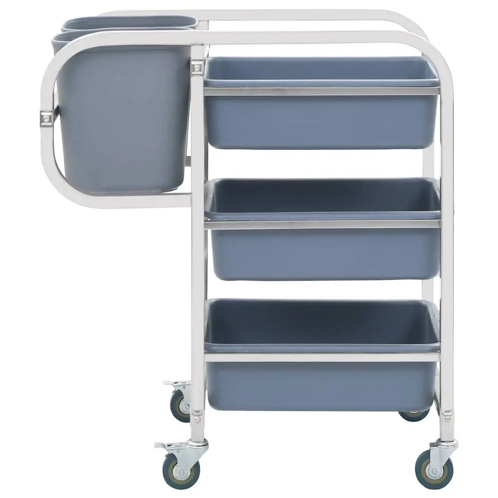 Kitchen Trolley Cart for Dining Room Storage with Plastic Containers 82 x 43.5 x 93 cm