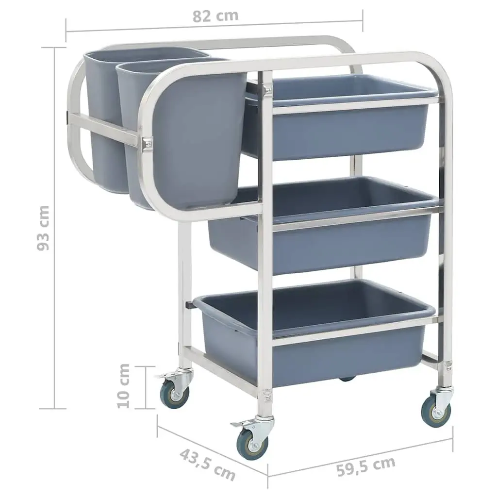 Kitchen Trolley Cart for Dining Room Storage with Plastic Containers 82 x 43.5 x 93 cm