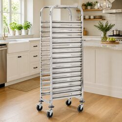 Kitchen Trolley Specifications: 16 Tray Capacity, Stainless Steel