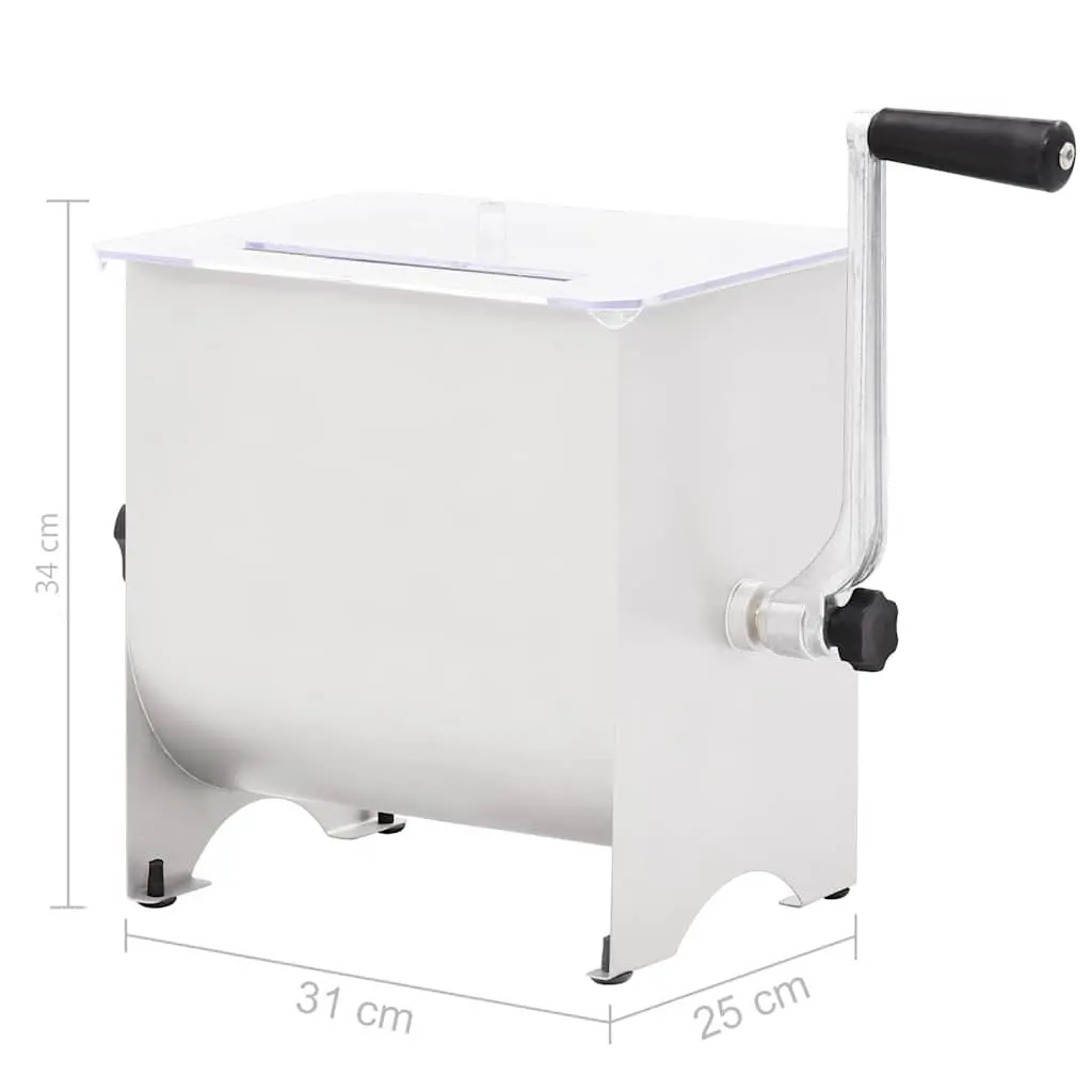 Manual Meat Mixer with Lid Silver Stainless Steel Food Blender Home Kitchen