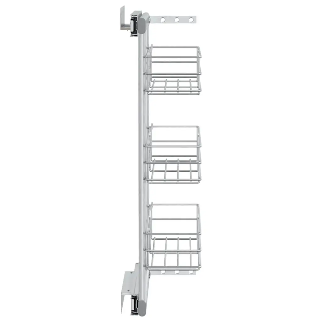 3 Tier Kitchen Wire Basket Storage Organiser Silver for Cupboards 47x15.5x55.5cm
