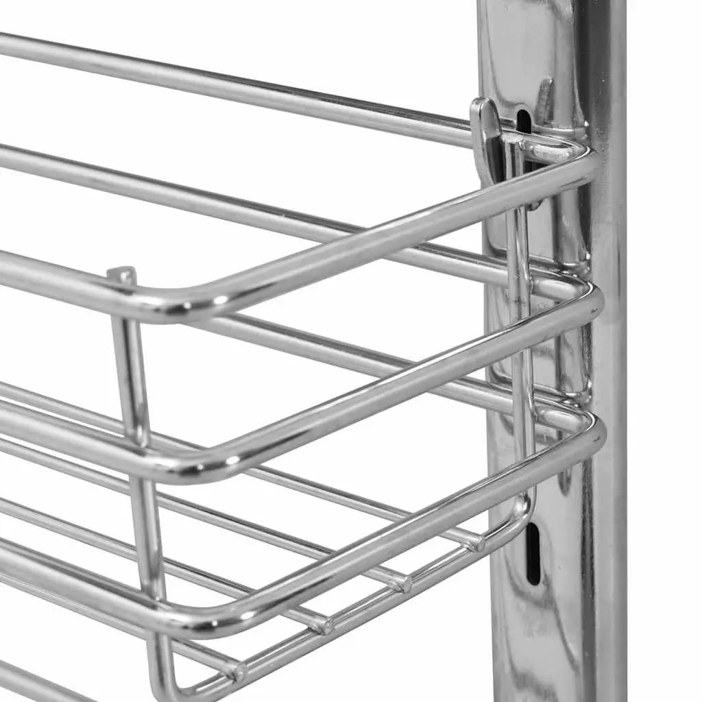 3 Tier Kitchen Wire Basket Storage Organiser Silver for Cupboards 47x15.5x55.5cm