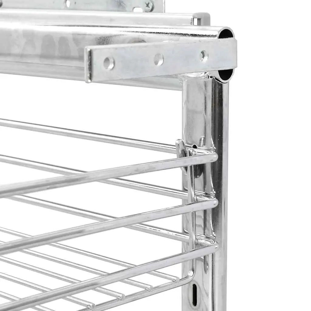 3-Tier Pull-Out Kitchen Wire Basket Storage Organiser Cupboard Shelf Rack Silver