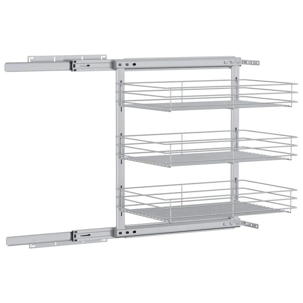 3-Tier Pull-out Kitchen Wire Basket Storage Organiser Cupboard 47 x 35 x 56 cm
