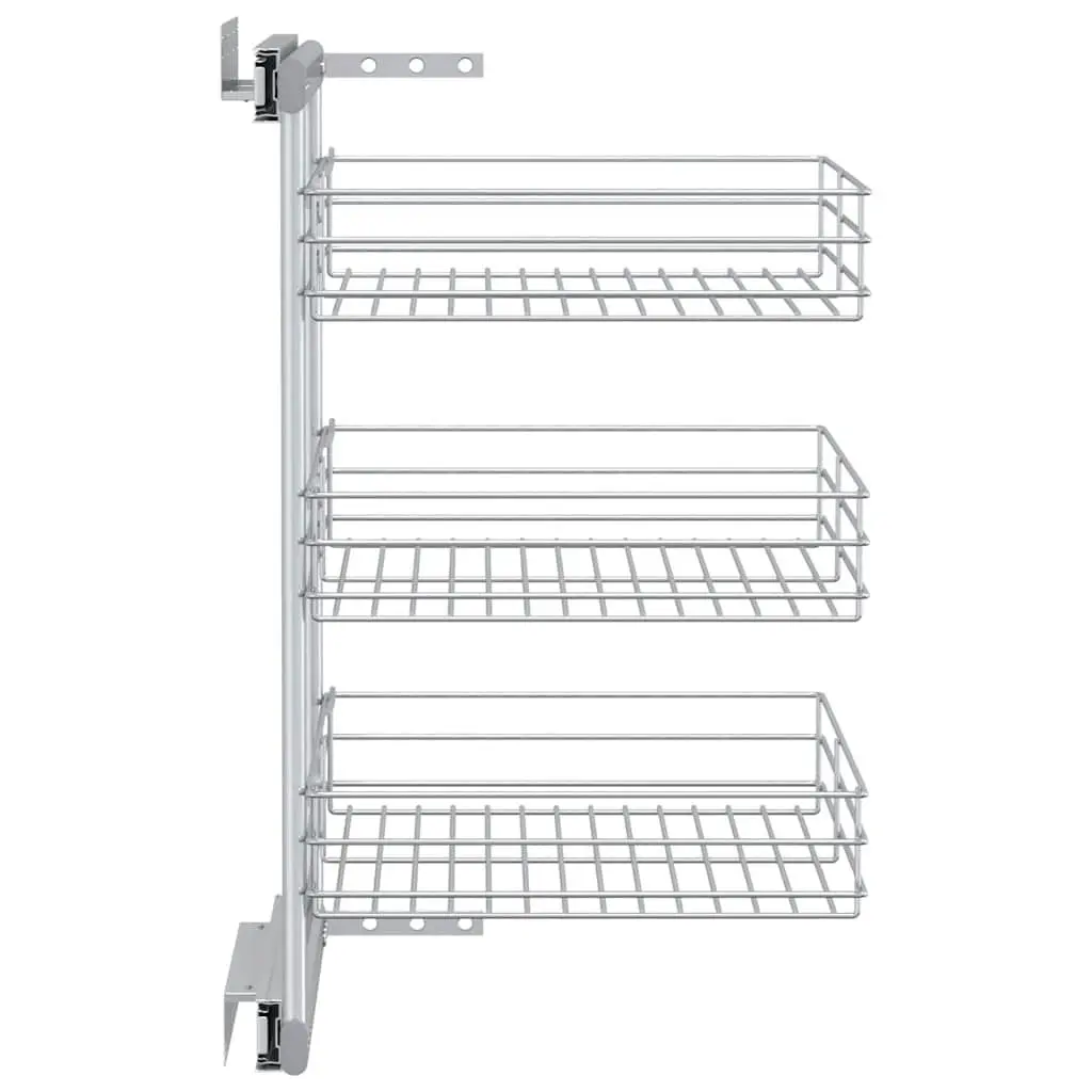 3-Tier Pull-out Kitchen Wire Basket Storage Organiser Cupboard 47 x 35 x 56 cm