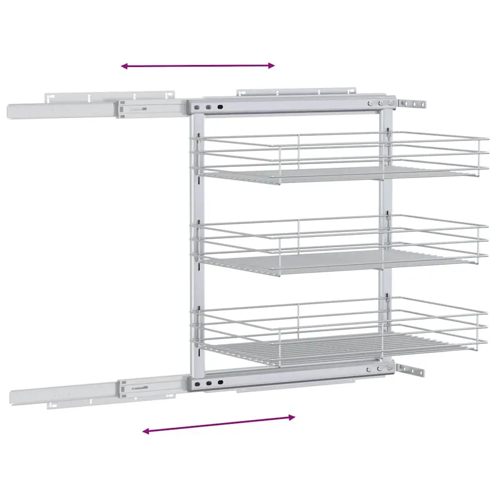 3-Tier Pull-out Kitchen Wire Basket Storage Organiser Cupboard 47 x 35 x 56 cm