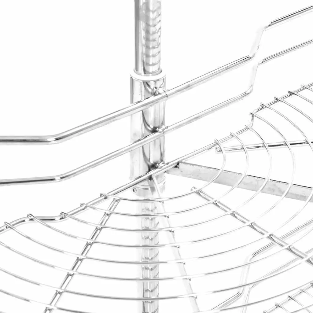 2-Tier Wire Basket Kitchen Cupboard Organiser 180 Degree Rotating Storage Rack