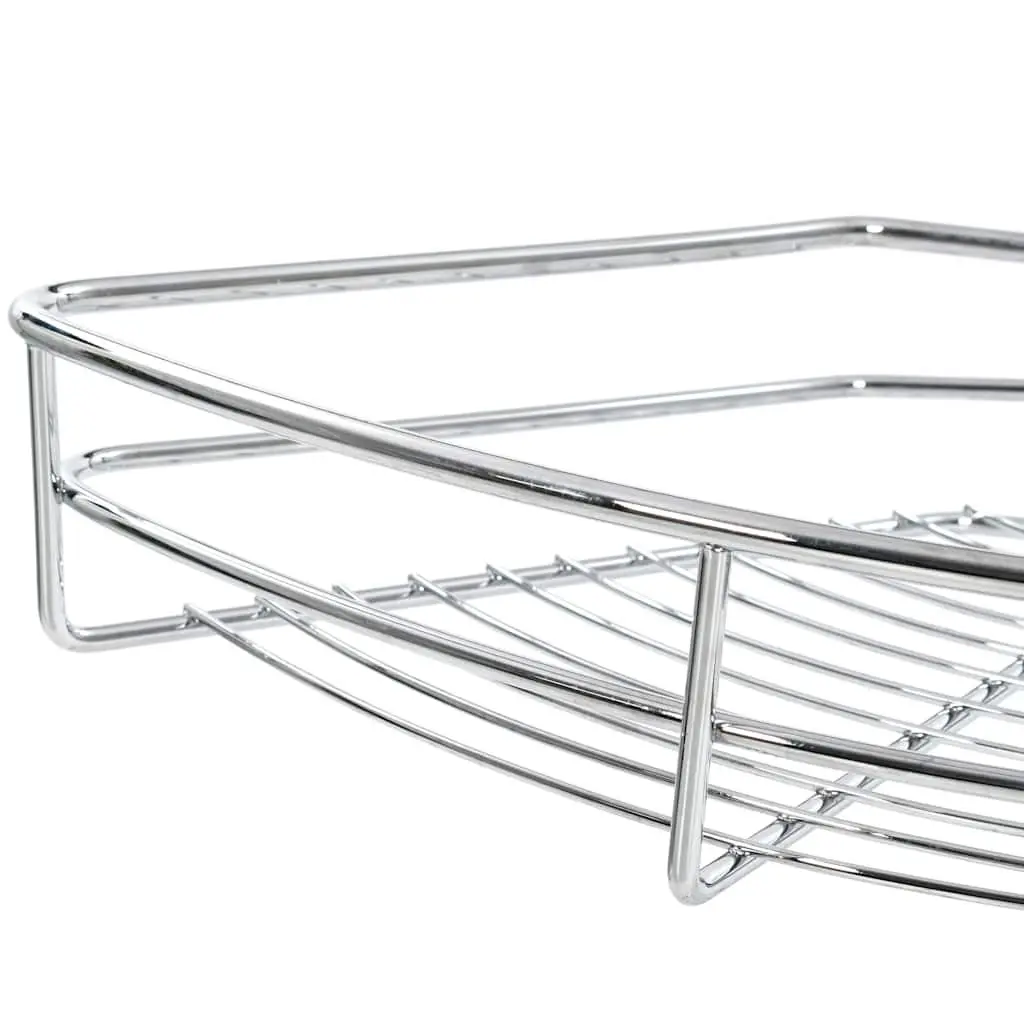 2-Tier Wire Basket Kitchen Cupboard Organiser 180 Degree Rotating Storage Rack