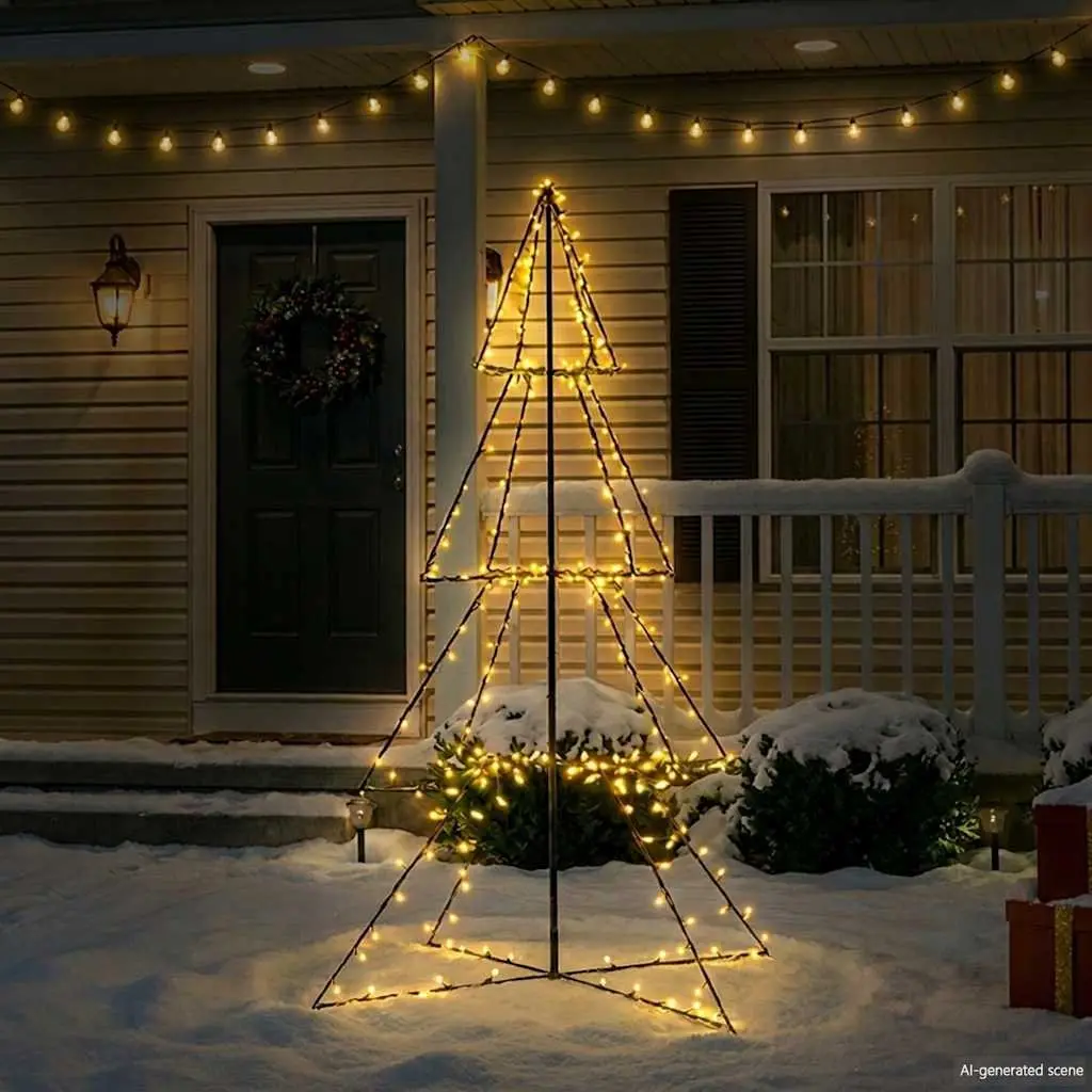 Christmas Cone Tree Indoor Outdoor Decoration 115x150 cm 240 LEDs White