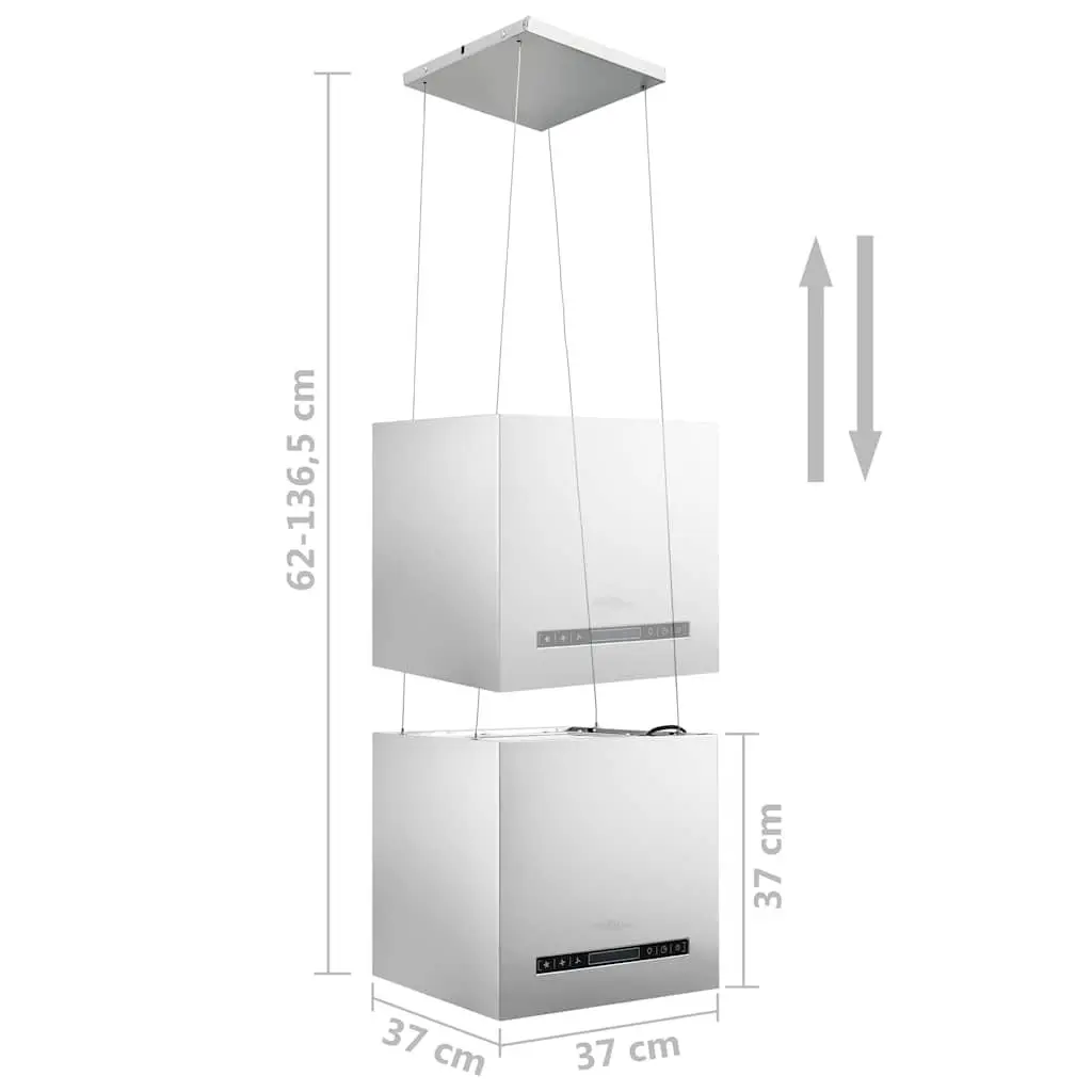 Island Range Hood 37cm Ceiling Mounted Kitchen Extractor Touch LCD Stainless