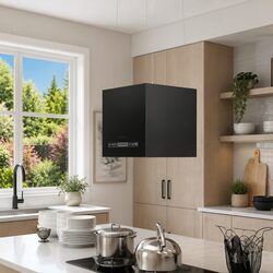 Island Range Hood Hanging 37cm Touch Sensor LCD Black Kitchen Extractor Fan
