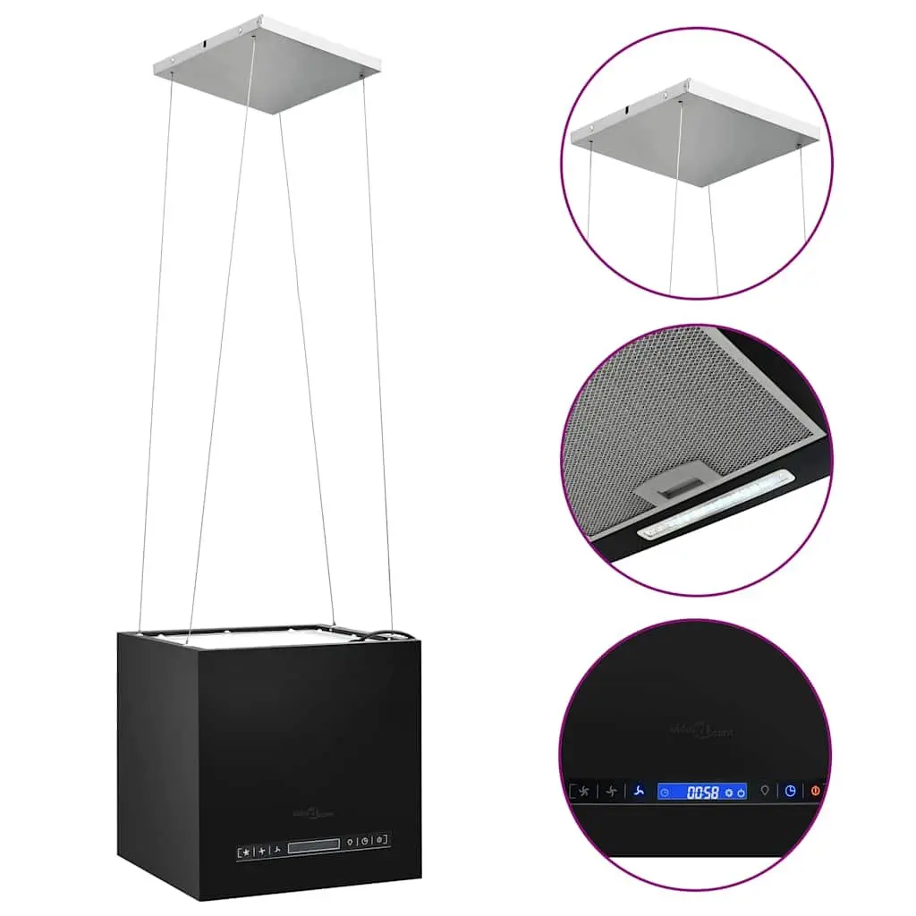 37cm Touch Sensor Black Island Range Hood