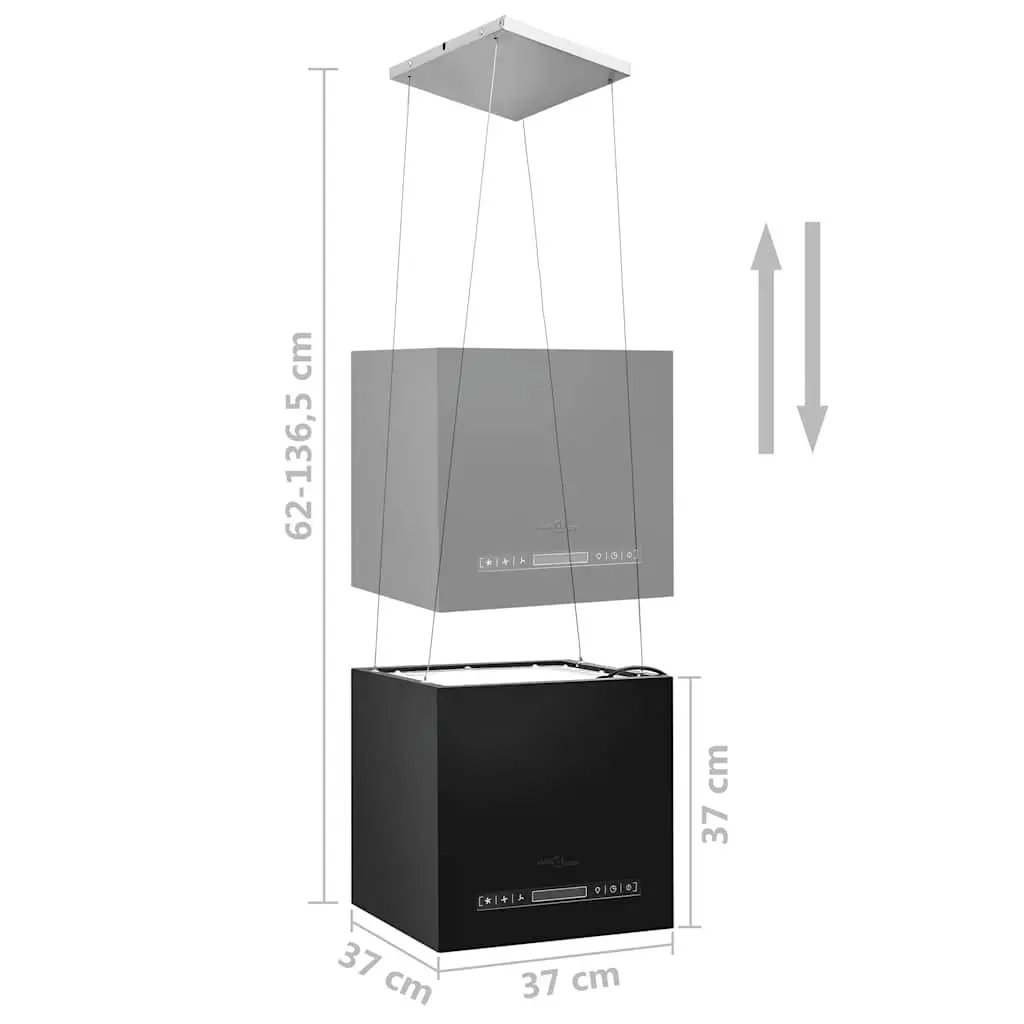 37cm Touch Sensor Black Island Range Hood