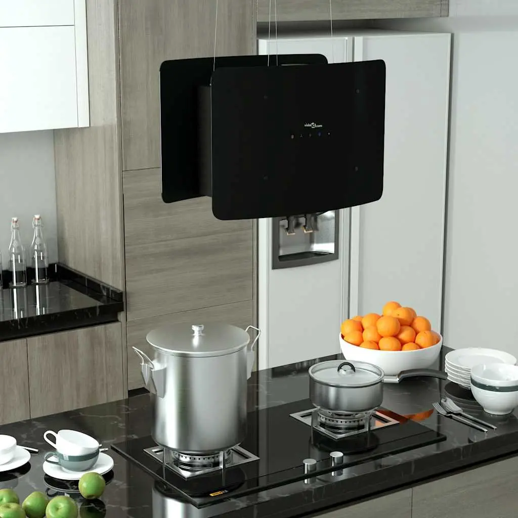 Island Range Hood Ceiling Hanging Kitchen Extractor Touch Sensor LCD Tempered