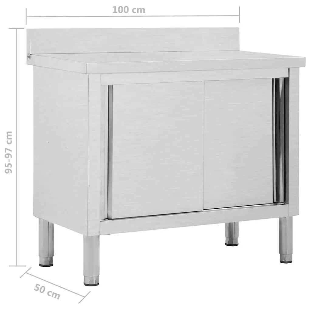 Stainless Steel Work Table for Commercial Kitchen 100x50x95-97cm