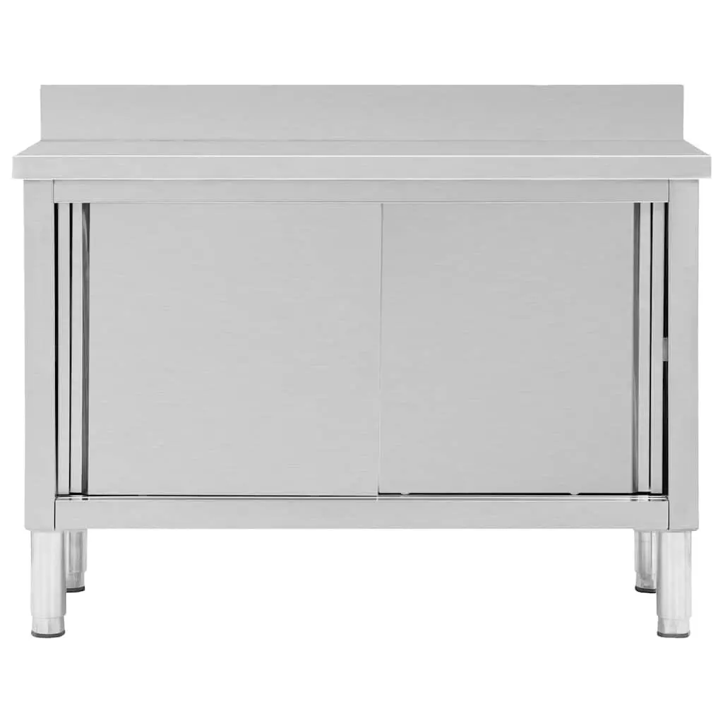 Stainless Steel Work Table with Sliding Doors Commercial Kitchen Storage