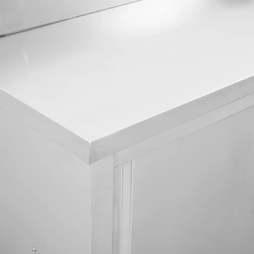 Stainless Steel Work Table with Sliding Doors Commercial Kitchen Storage