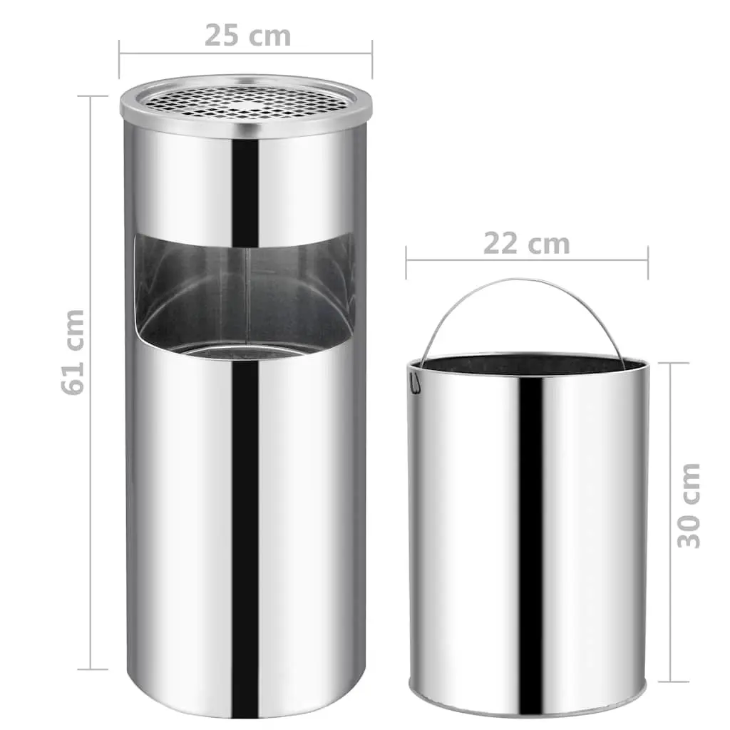 30L Silver Stainless Steel Waste Bin