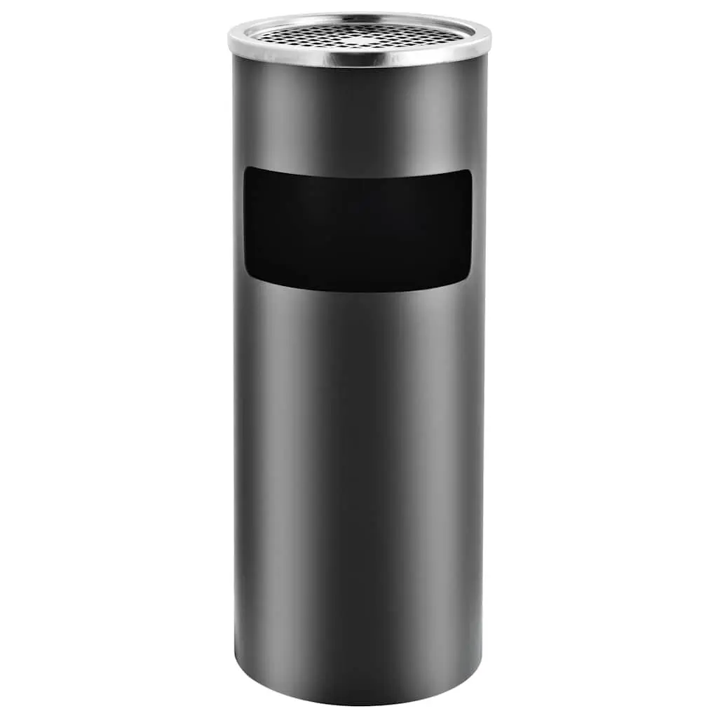 30L Grey Steel Ashtray Dustbin with Removable Inner Barrel