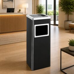 Ashtray Dustbin Waste Bin 36L Steel Black Hotel Restaurant Office Outdoor