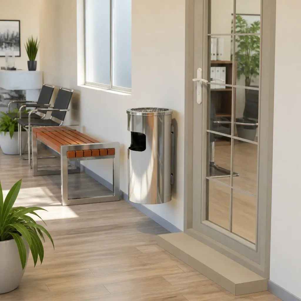 26L Wall Ashtray Dustbin Made of Heavy Gauge Stainless Steel