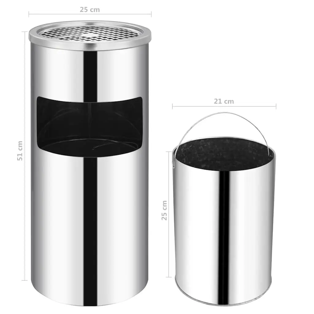 26L Wall Ashtray Dustbin Made of Heavy Gauge Stainless Steel