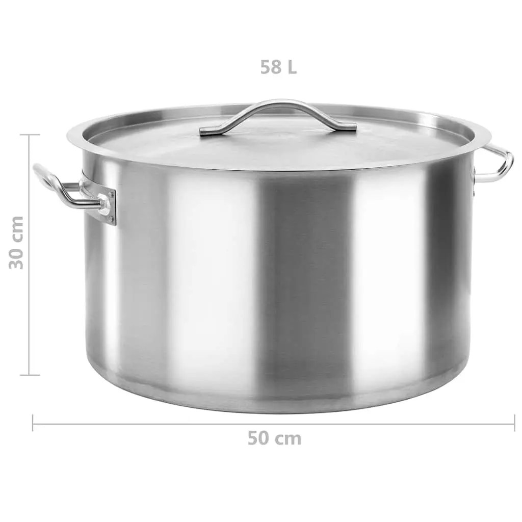 Stock Pot Kitchen 58L Stainless Steel Large Cooking Pot