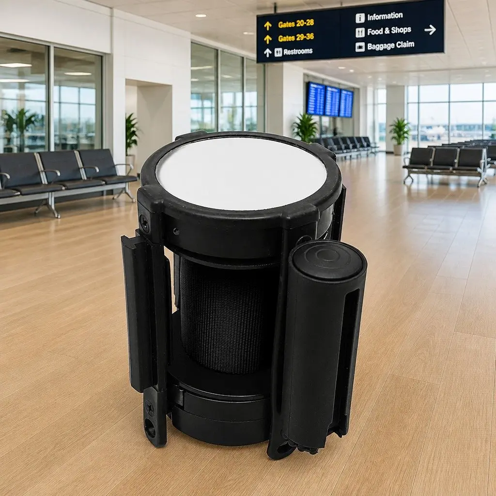200cm Black Retractable Belt Barrier for Crowd Safety