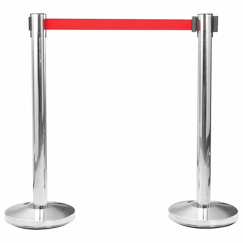 Retractable Belt Barrier 200cm Queue Control Red Crowd Safety Stanchion System