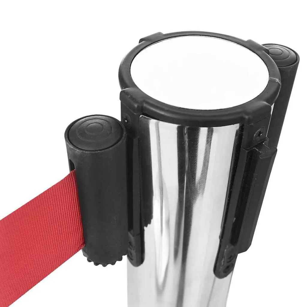 Retractable Belt Barrier 200cm Queue Control Red Crowd Safety Stanchion System