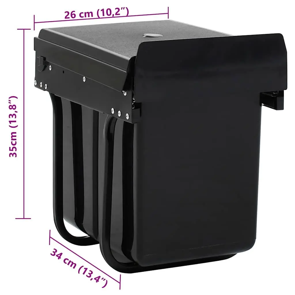 20L Soft-Close Black Kitchen Waste Bin