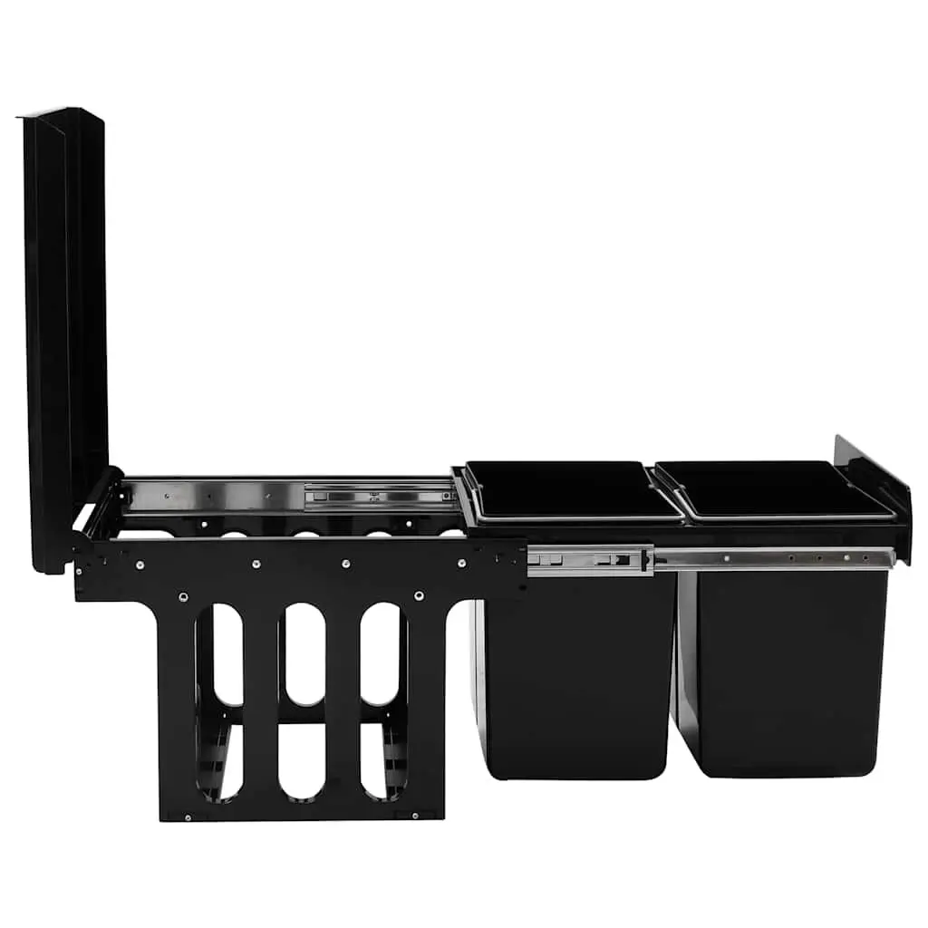 Kitchen Waste Bin Pull-out Cupboard Dustbin Soft-Close Rubbish 36L Black