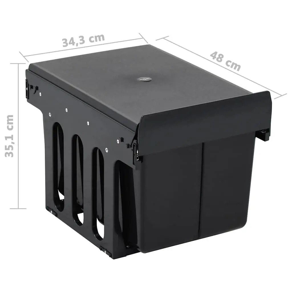 Kitchen Waste Bin Pull-out Cupboard Dustbin Soft-Close Rubbish 36L Black