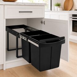 Durable Dual Compartment Kitchen Waste Bin 48L Capacity