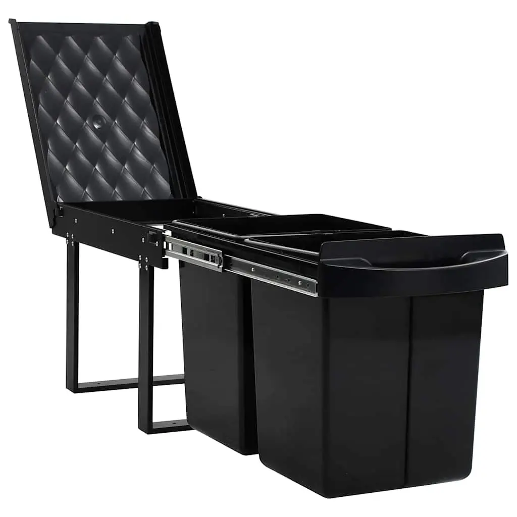 Kitchen Cupboard Pull-out Waste Bin Soft-Close Dustbin Recycling Sorting Black