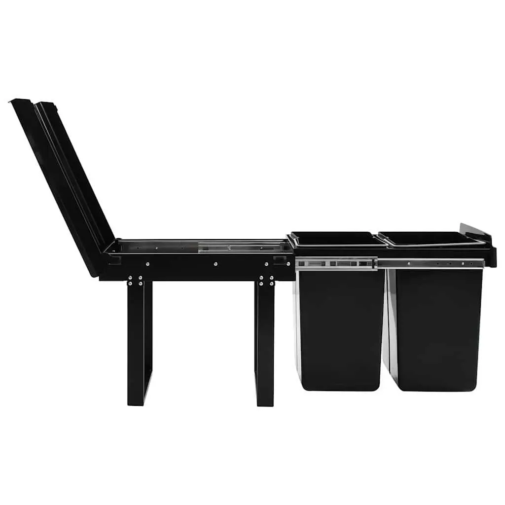 Kitchen Cupboard Pull-out Waste Bin Soft-Close Dustbin Recycling Sorting Black