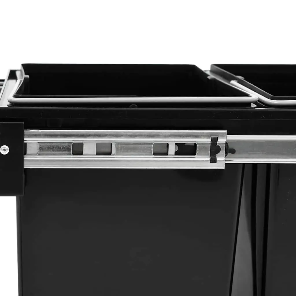 Kitchen Cupboard Pull-out Waste Bin Soft-Close Dustbin Recycling Sorting Black