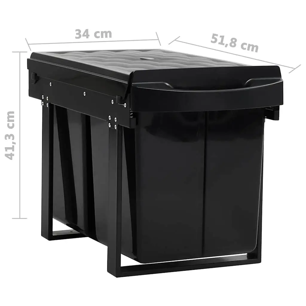 Kitchen Cupboard Pull-out Waste Bin Soft-Close Dustbin Recycling Sorting Black