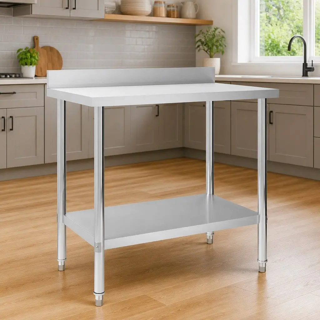 Commercial Kitchen Work Table 100x60x93cm with Backsplash