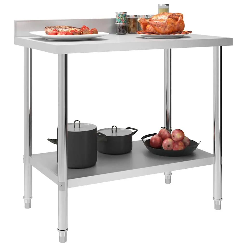 Commercial Kitchen Work Table 100x60x93cm with Backsplash