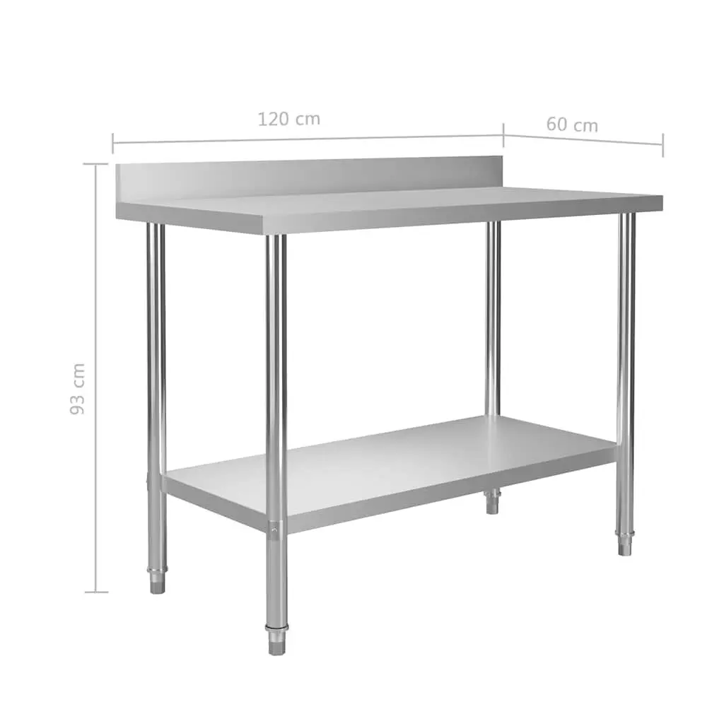 Stainless Steel Kitchen Work Table 120x60x93cm