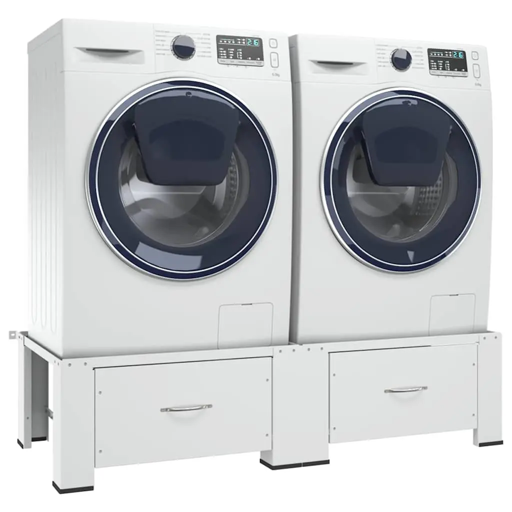 Washer Dryer Pedestal Stand for Laundry Room with Drawers White