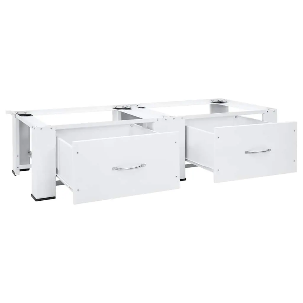 Washer Dryer Pedestal Stand for Laundry Room with Drawers White