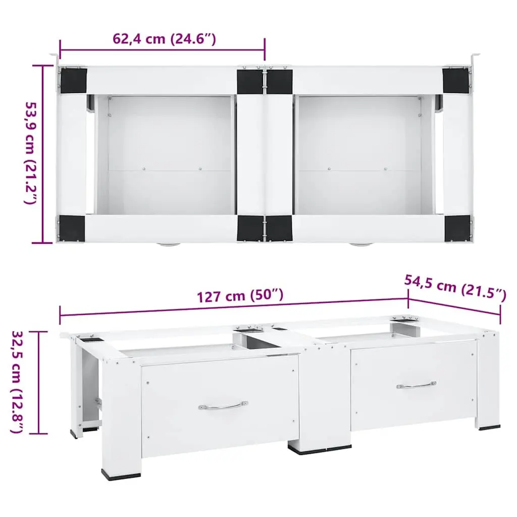 Washer Dryer Pedestal Stand for Laundry Room with Drawers White