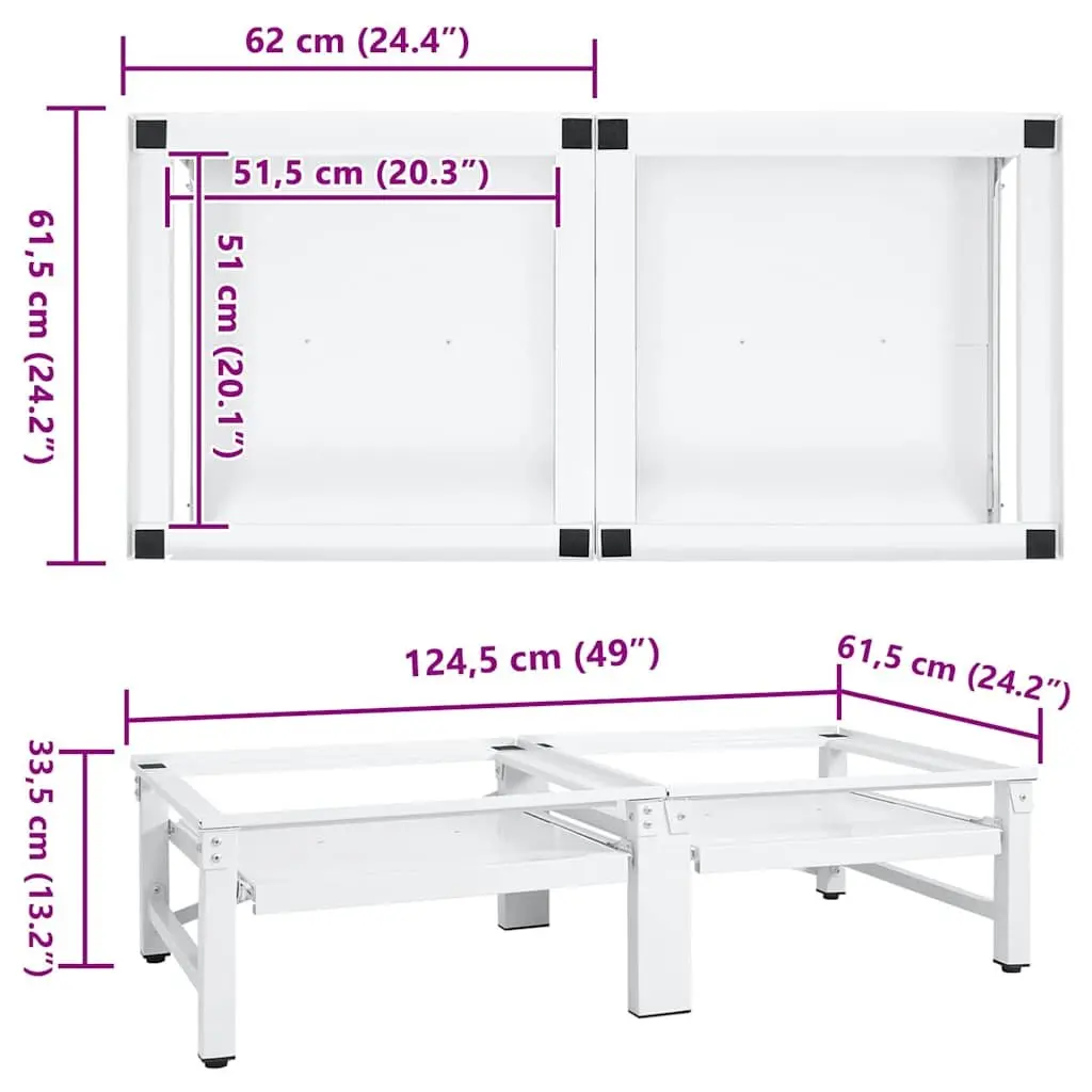 Washing Machine Dryer Pedestal Stand with Pull-out Storage Shelves Home Appliances Adjustable Height Steel
