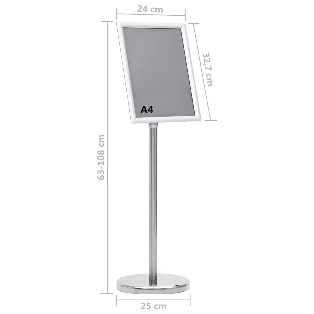 A4 Pedestal Poster Stand Silver Floor Display Stand Retail Presentation Sign